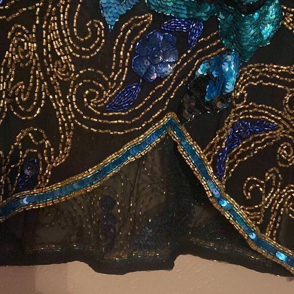 VINTAGE Silk Beaded Evening Top Blouse NiteLine Size 10 - Picture 6 of 10